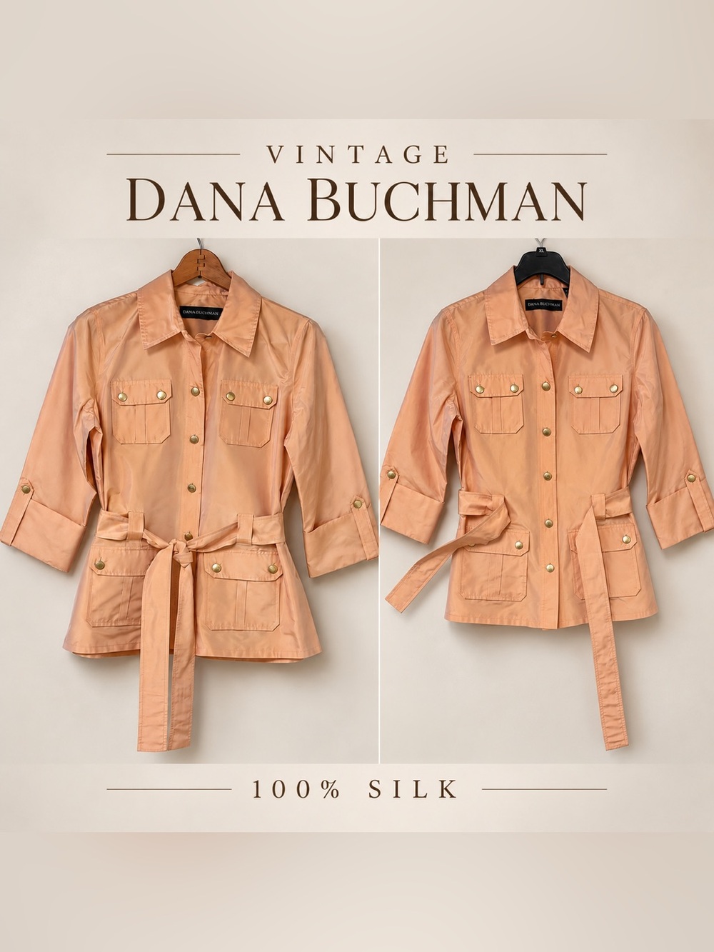 Vintage Dana Buchman 100% Silk Safari Jacket